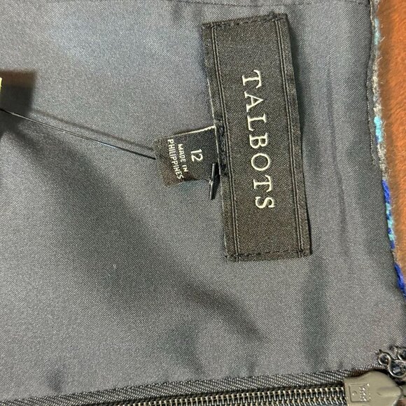 Talbots Womens Houndstooth Pencil Skirt Size 12 Wool Blend Blue & gray - Picture 3 of 9